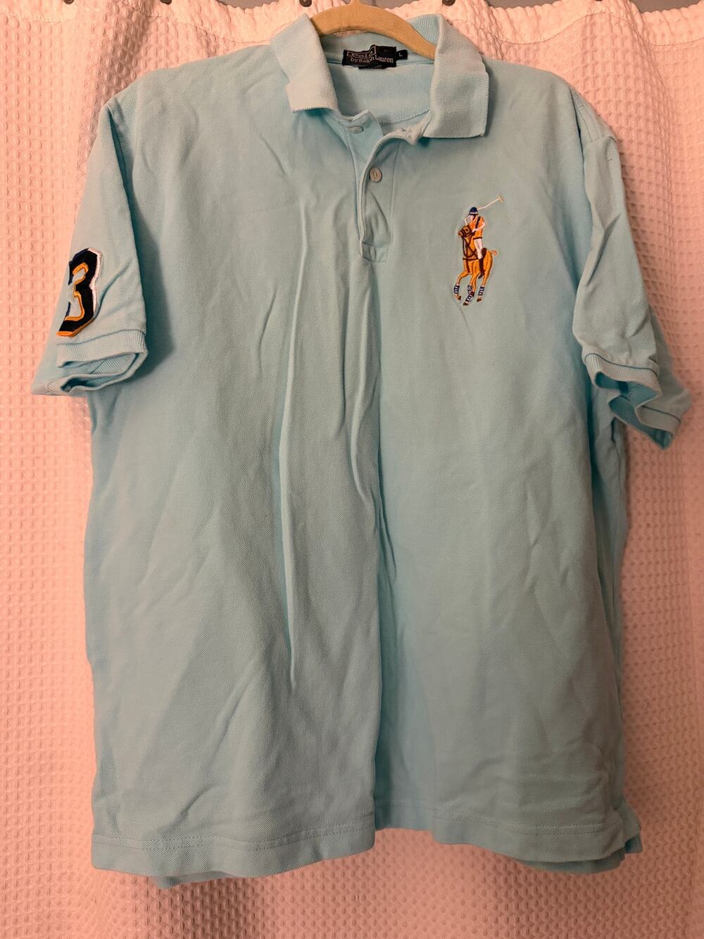 Polo Ralph Lauren Big Pony Polo Men’s L Aqua Blue #3 Patch
